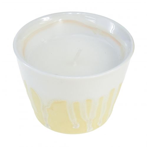 Floristik24 Świeca cytronelowa w doniczce ceramicznej w kolorze żółtym kremowym Ø8,5cm