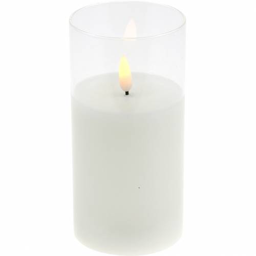 Produkt Świeca LED w szkle z prawdziwego wosku biała Ø7,5cm W10cm