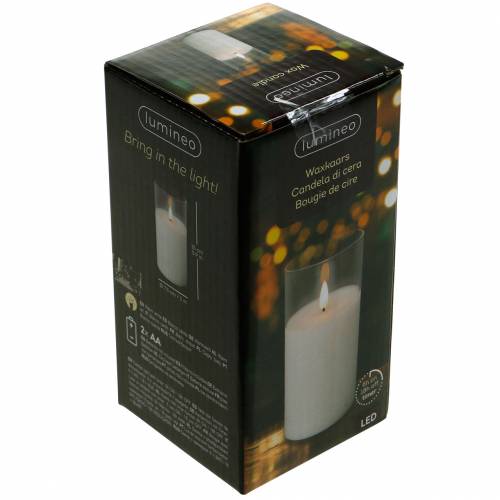 Produkt Świeca LED w szkle z prawdziwego wosku biała Ø7,5cm W10cm