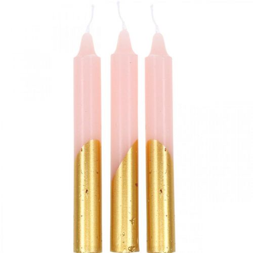 Świece choinkowe świece piramidki różowe, złote świece H105mm 10szt