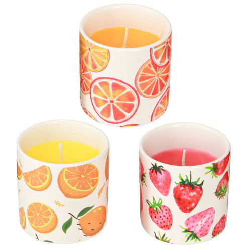 Produkt Świece zewnętrzne Ceramiczne Doniczki Citronella Fruit H7cm 3szt
