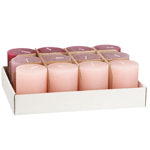 Produkt Świece Świece filarowe Pink Berry 3 kolory 60x80mm 12 szt