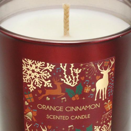 Produkt Świeca zapachowa Świąteczna pomarańcza, cynamonowa świeca szklana czerwona Ø7/ W8cm