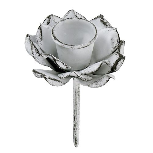 Świecznik w kształcie kwiatka biały shabby Ø5,8cm wys.6,8cm 4szt