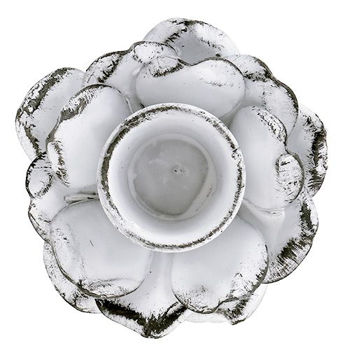 Floristik24 Świecznik w kształcie kwiatka biały shabby Ø5,8cm wys.6,8cm 4szt