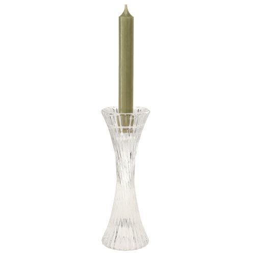Produkt Świecznik szklany, przezroczysty, świecznik z rowkami, wys. 20cm, 2 sztuki