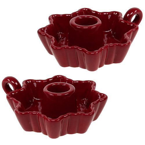 Świecznik ceramiczny czerwony Ø12cm 2szt.