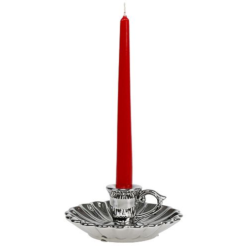 Floristik24 Świecznik Ceramiczny Srebrny Ø16cm