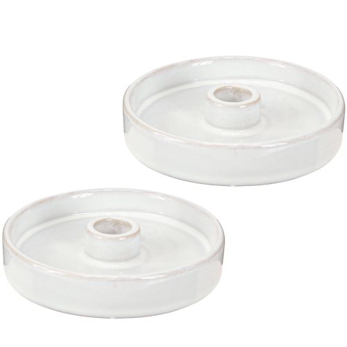 Produkt Świecznik Ceramiczny Biały – Nowoczesny Świecznik do Świeczników Stożkowych Ø13cm 2 Szt.
