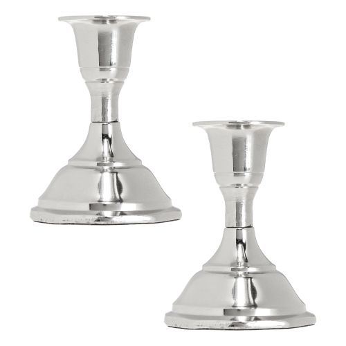 Produkt Świecznik metalowy srebrny świecznik w sztyfcie wys. 9,5cm 2szt