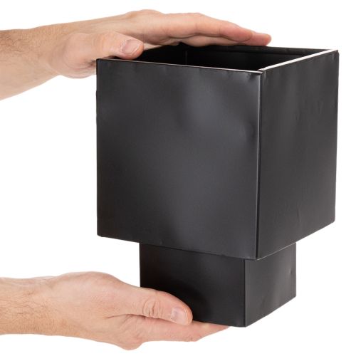 Czarna doniczka w kształcie kostki z podstawą, nowoczesna, 22 cm | Floristik24.pl