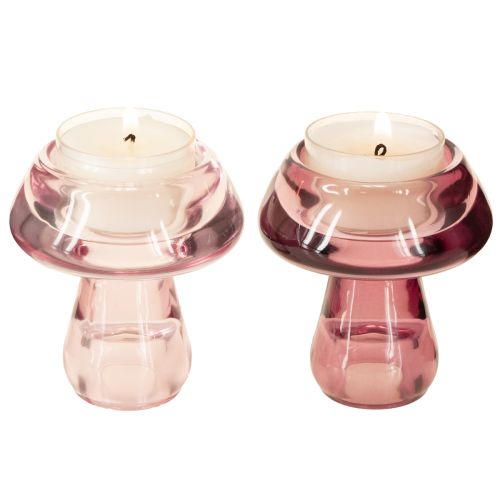 Produkt Świecznik grzybek tealight szklany jagodowy Ø6,5cm wys.7cm 2szt