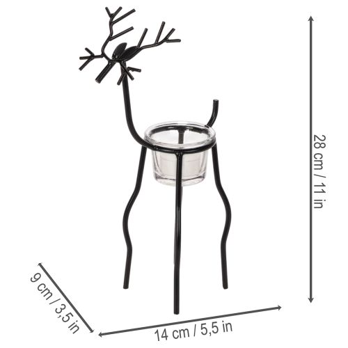 Świecznik renifer ze szklanym tealightem, 28 cm | Floristik24.pl
