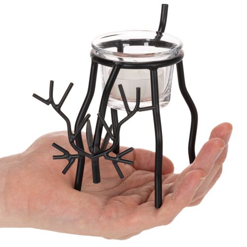 Świecznik renifer ze szklanym tealightem, 15cm | Floristik24.pl