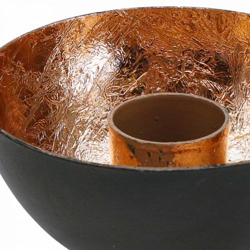 Floristik24 Świecznik czarny, brązowa dekoracja świecy Ø7,5cm W3,5cm