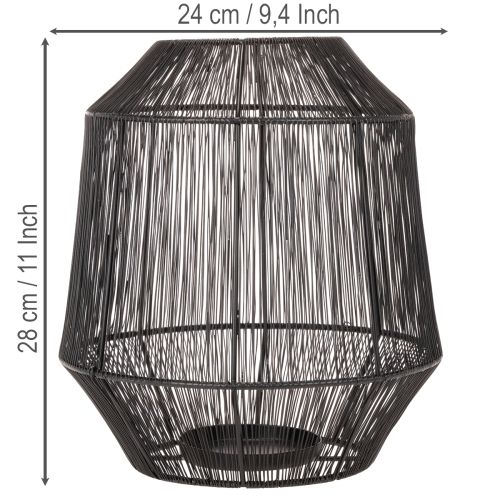 Czarny świecznik, dekoracyjna latarnia, druciany kosz, Ø24cm, wys.28cm | Floristik24.pl