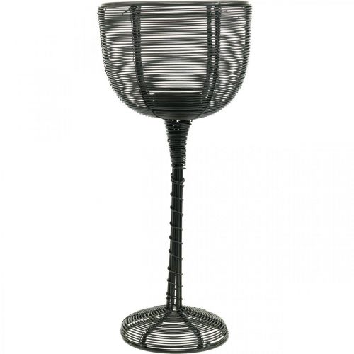 Produkt Świecznik na tealight czarny metalowy ozdobny kieliszek do wina Ø10cm W26,5cm