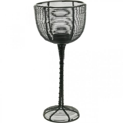 Świecznik na tealight czarny metalowy ozdobny kieliszek do wina Ø10cm W26,5cm