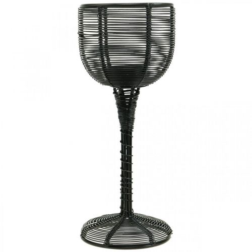 Produkt Świecznik na tealight metalowy czarny ozdobny kieliszek do wina Ø13cm W31,5cm