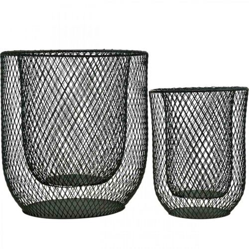 Produkt Świecznik czarny metalowy kosz druciany Ø23cm/16cm zestaw 2 szt