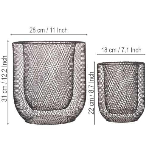 Czarny metalowy koszyczek na świece, Ø28,5/18 cm, zestaw 2 szt. | Floristik24.pl