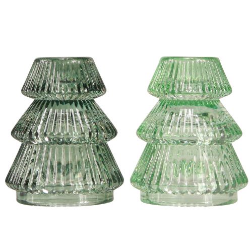 Produkt Świecznik Choinka Szklany świecznik zielony Ø6cm W8cm 2szt