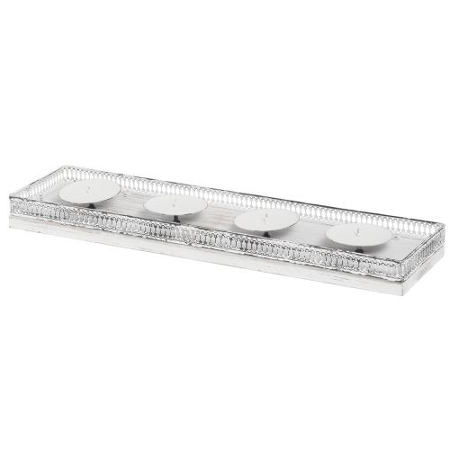 Produkt Świecznik biały świecznik metalowy drewniany 60x15x5cm