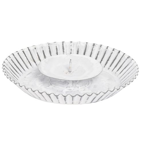 Świecznik w kolorze białym, metalowa forma do ciasta Shabby Chic Ø15cm
