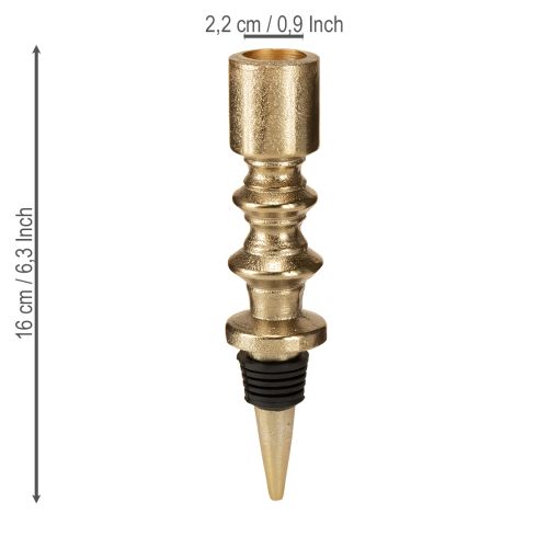 Produkt Świecznik na butelki metalowy antyczny wygląd jasne złoto wys. 15cm