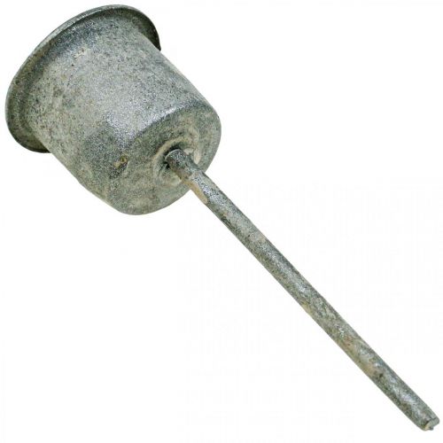 Świecznik wtykowy Shabby Chic szary Ø3cm W8,5cm 8 szt | Floristik24.pl