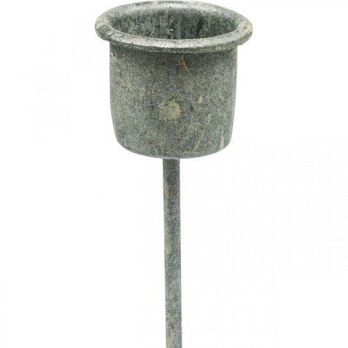 Floristik24 Świecznik wtykowy Shabby Chic szary Ø3cm W8,5cm 8 szt