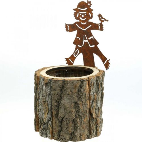 Drewniana doniczka doniczka z drewna imitującego rdzę strach na wróble wys. 24,5 cm