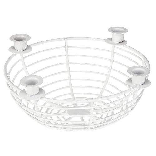 Świecznik w białej dekoracyjnej misce metalowej Ø14cm W7cm