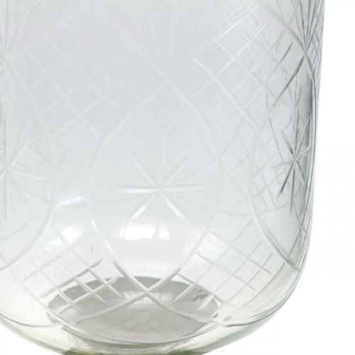 Floristik24 Lampion Szklany Świecznik Antyczny Wygląd Srebrny Ø11.5cm W42.5cm