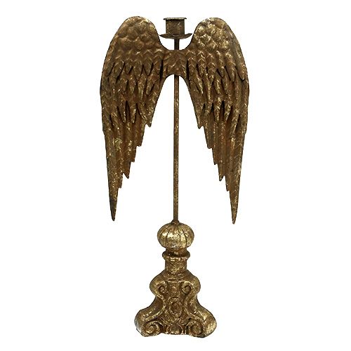 Floristik24 Świecznik z anielskimi skrzydłami złoty H42cm