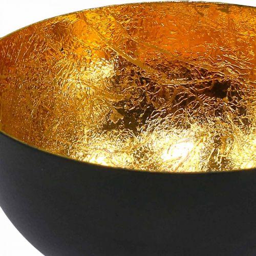 Floristik24 Dekoracja stołu Miska bożonarodzeniowa czarne złoto Ø10cm W5cm