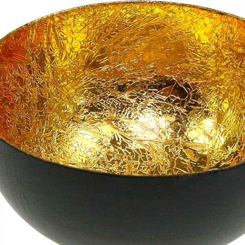 Floristik24 Dekoracja stołu Miska bożonarodzeniowa czarne złoto Ø8cm W4cm