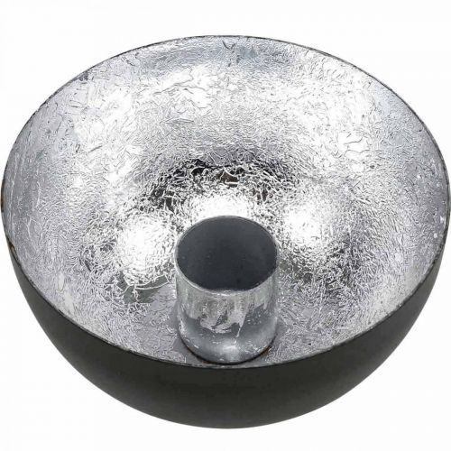 Produkt Świecznik Czarny Srebrny Świecznik sztyft Ø10cm W5cm