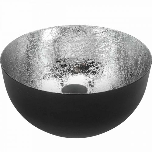 Świecznik Czarny Srebrny Świecznik Ø13cm W6,5cm