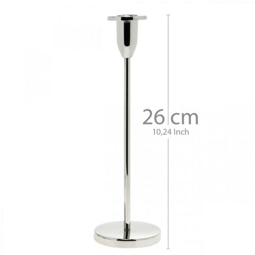 Floristik24 Świecznik srebrny metalowy deco świecznik nowoczesny H26cm