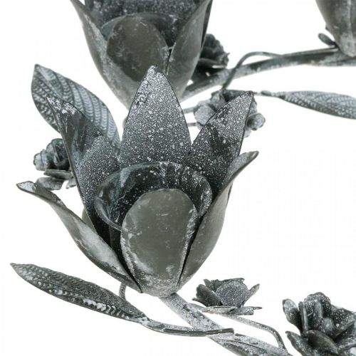 Floristik24 Świecznik kwiat pierścień metal Ø23cmH7cm szary