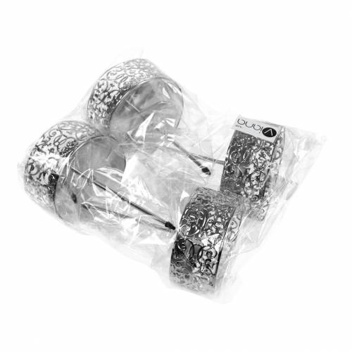 Produkt Kwiatowe świeczniki do podłączenia w kolorze srebrnym Ø8,8cm W13,7cm 4 sztuki o wyglądzie antycznym
