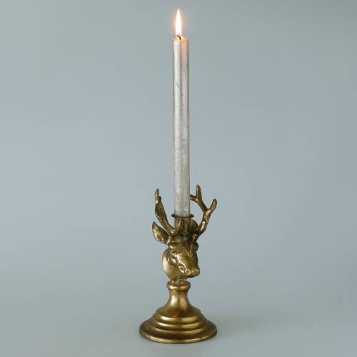 Floristik24 Świecznik antyczny wygląd głowa jelenia złoty metal 19,5cm