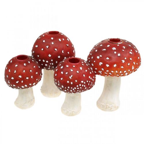 Floristik24 Świecznik na muchomor czerwony, biały Na 4 świeczki 28,5 × 17 × 16 cm