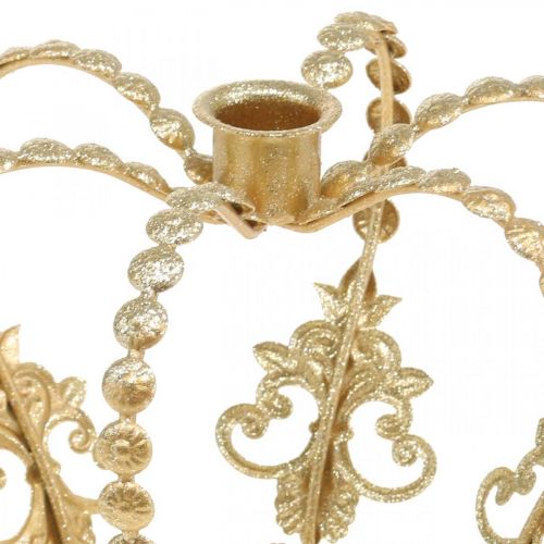 Floristik24 Korona ze świecznikiem, ozdoba na Boże Narodzenie, metalowa ozdoba, ozdobna korona złota Ø19,5cm W16cm