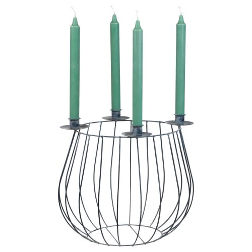 Produkt Świecznik metalowy szary kosz z siatki Ø25/10,5 cm, zestaw 2 szt