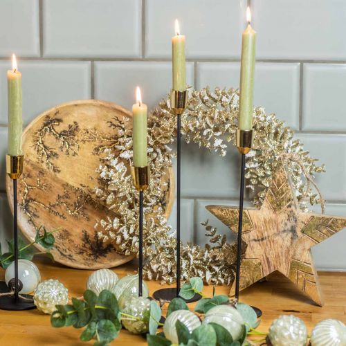 Floristik24 Metalowy świecznik, świecznik złoty / czarny W24,5 cm Ø2,2 cm