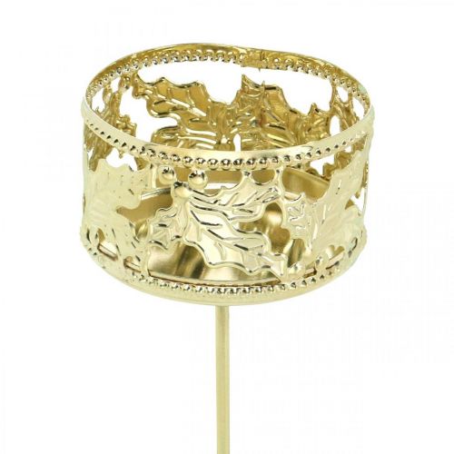 Świecznik na tealight do przyklejania, dekoracja adwentowa, świecznik ostrokrzewu dekor Złoty Ø5,5cm 4szt.
