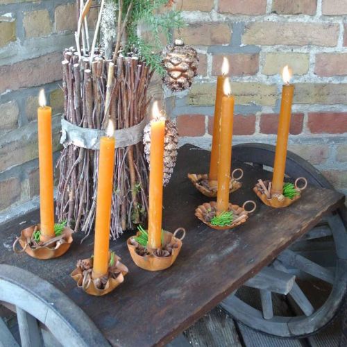 Floristik24 Vintage Świecznik dla świec Stick Metal Rust Look 9cm 6szt