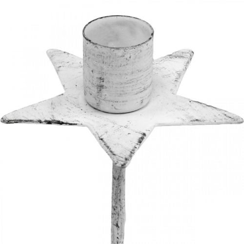 Floristik24 Świecznik choinkowy, świąteczna gwiazda do naklejenia, dekoracja na świecę wykonana z metalu w kolorze białym shabby chic Ø5cm
